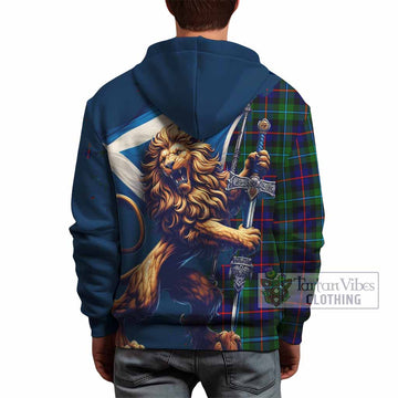 Calder Tartan Family Crest Hoodie with Scottish Majestic Lion - Tartan Vibes Clothing
