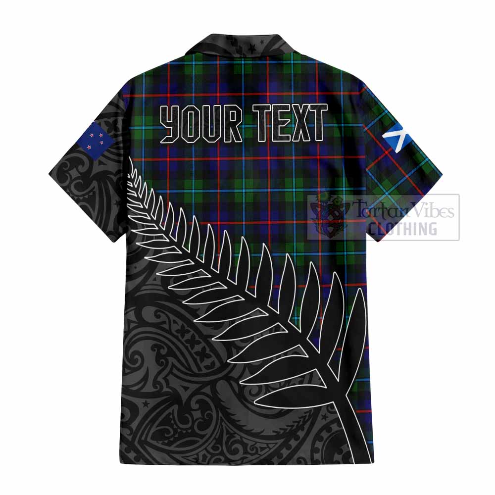 Calder Crest Tartan Hawaiian Shirt with New Zealand Silver Fern Half Style - Tartan Vibes Clothing