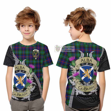 Calder Tartan Family Crest Kid T-Shirt Lion Rampant Royal Thistle Shield Celtic Inspired - Tartan Vibes Clothing