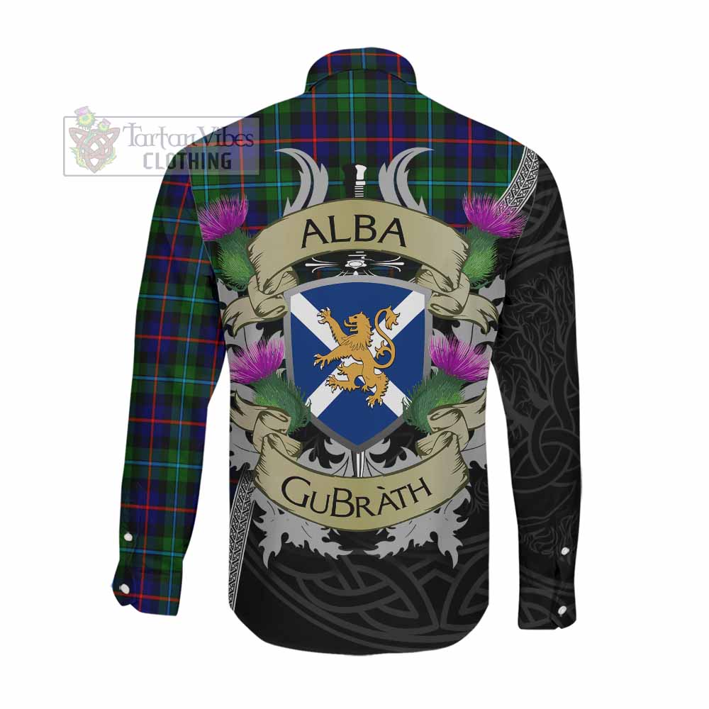 Calder Tartan Family Crest Long Sleeve Button Shirt Lion Rampant Royal Thistle Shield Celtic Inspired Men's Shirt - Tartan Vibes Clothing