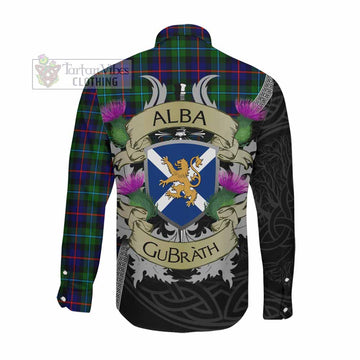 Calder Tartan Family Crest Long Sleeve Button Shirt Lion Rampant Royal Thistle Shield Celtic Inspired