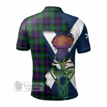 Tartan Vibes Clothing Calder Tartan Family Crest Polo Shirt Scottish Thistle Celtic Inspired
