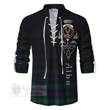 Tartan Vibes Clothing Calder Tartan Ghillie Kilt Shirt Featuring Alba Gu Brath Family Crest Celtic Inspired