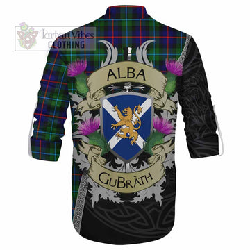 Calder Tartan Family Crest Ghillie Kilt Shirt Lion Rampant Royal Thistle Shield Celtic Inspired - Tartan Vibes Clothing