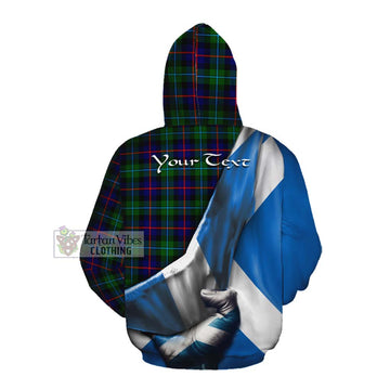 Calder Tartan Cotton Hoodie with Family Crest Scotland Patriotic Style Pullover Hoodie - Tartan Vibes Clothing