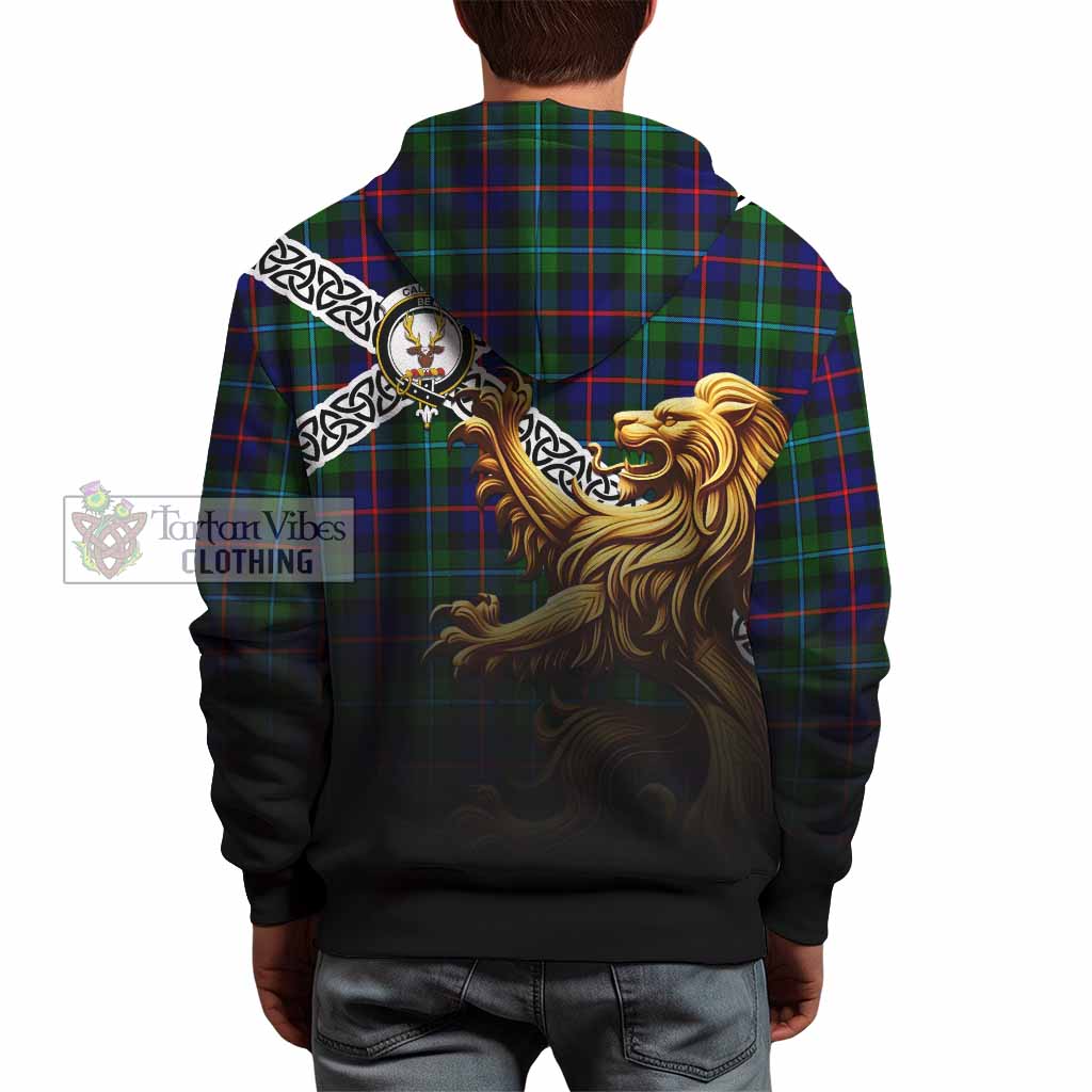 Calder Crest Tartan Hoodie with Golden Lion Emblem Celtic Style - Tartan Vibes Clothing