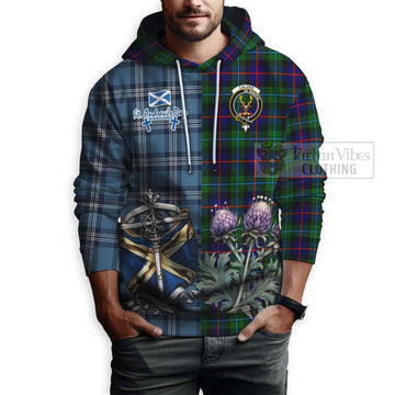 Calder Tartan Hoodie Happy St. Andrew's Day Half Tartan Style - Tartan Vibes Clothing