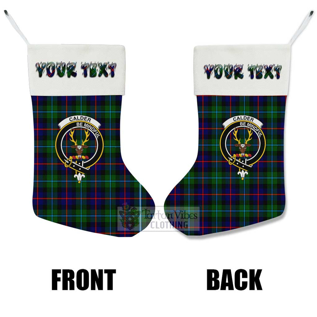 Calder Tartan Family Crest Christmas Stocking with Personalized Text - Tartan Vibes Clothing