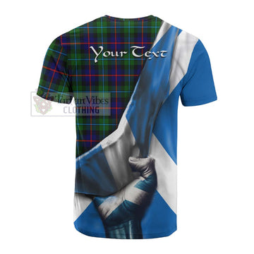 Calder Tartan Cotton T-shirt with Family Crest Scotland Patriotic Style - Tartan Vibes Clothing
