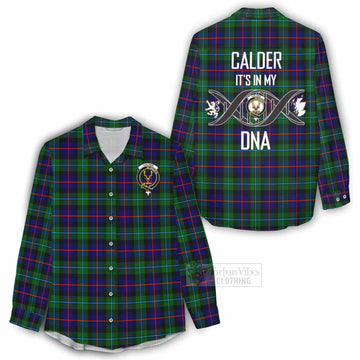 Calder Tartan Women's Casual Shirt with Family Crest DNA In Me Style - Tartan Vibes Clothing