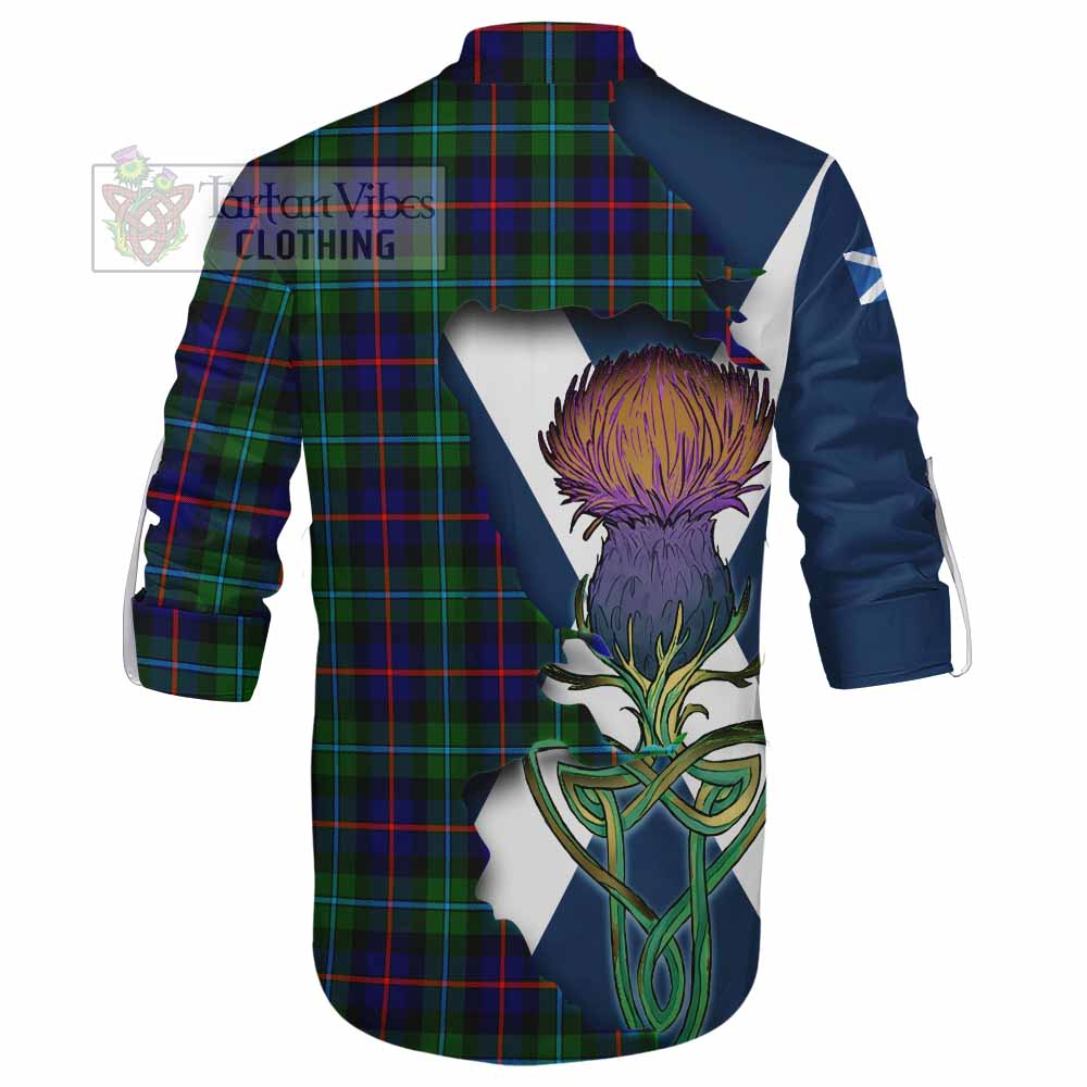 Tartan Vibes Clothing Calder Tartan Family Crest Ghillie Kilt Shirt Scottish Thistle Celtic Inspired