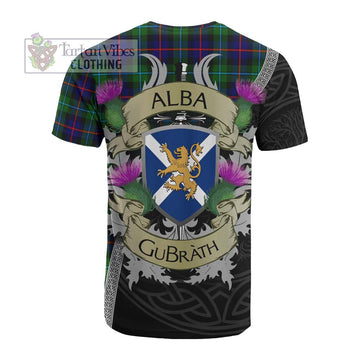 Calder Tartan Family Crest Cotton T-shirt Lion Rampant Royal Thistle Shield Celtic Inspired - Tartan Vibes Clothing