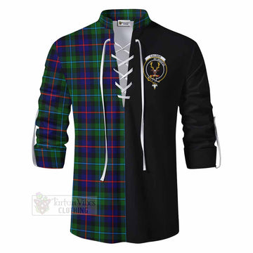 Calder Tartan Ghillie Kilt Shirt with Family Crest and Half Of Me Style - Tartan Vibes Clothing