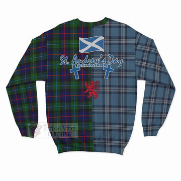 Calder Tartan Sweatshirt Happy St. Andrew's Day Half Tartan Style - Tartan Vibes Clothing
