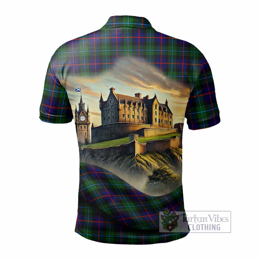 Calder Tartan Family Crest Polo Shirt with Scottish Ancient Castle Style - Tartan Vibes Clothing