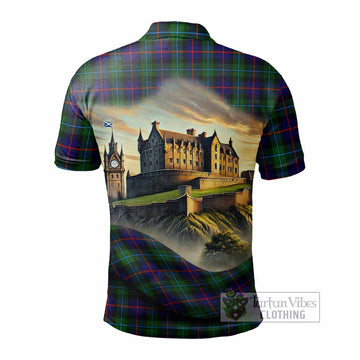 Tartan Vibes Clothing Calder Tartan Family Crest Polo Shirt with Scottish Ancient Castle Stype