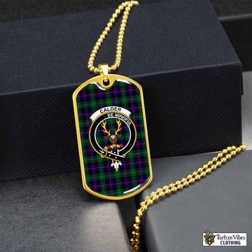 Tartan Vibes Clothing Calder Tartan Dog Tag Necklace with Family Crest