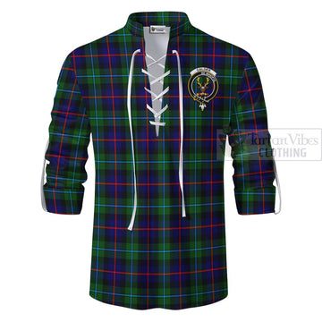 Tartan Vibes Clothing Calder Tartan Ghillie Kilt Shirt with Family Crest Celtic Skull Style