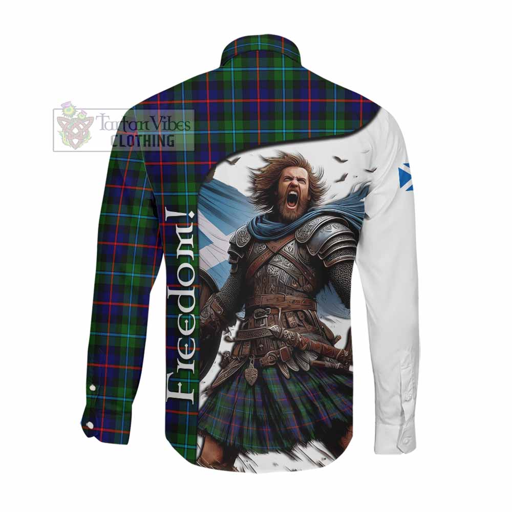 Tartan Vibes Clothing Calder Crest Tartan Long Sleeve Button Shirt Inspired by the Freedom of Scottish Warrior