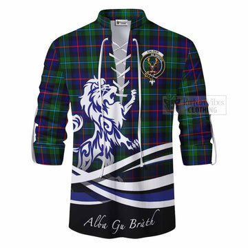 Tartan Vibes Clothing Calder Tartan Ghillie Kilt Shirt with Alba Gu Brath Regal Lion Emblem