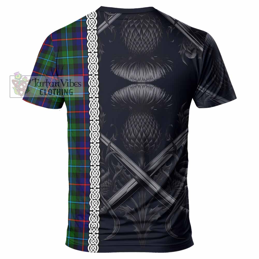 Calder Tartan T-Shirt with Family Crest Cross Sword Thistle Celtic Vibes - Tartan Vibes Clothing