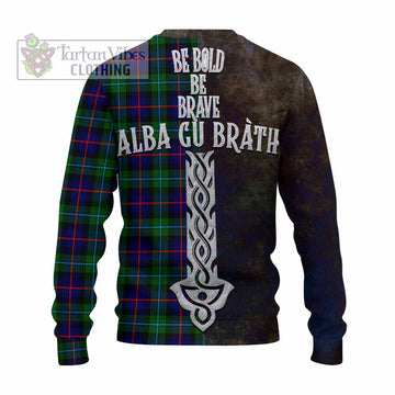 Calder Tartan Family Crest Knitted Sweater Alba Gu Brath Be Brave Lion Ancient Style - Tartan Vibes Clothing