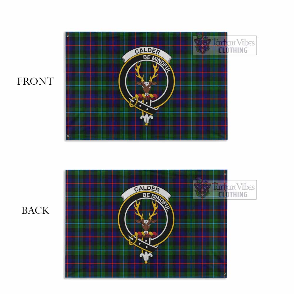 Tartan Vibes Clothing Calder Tartan House Flag with Family Crest
