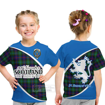 Calder Family Crest Tartan Kid T-Shirt Celebrate Saint Andrew's Day in Style - Tartan Vibes Clothing
