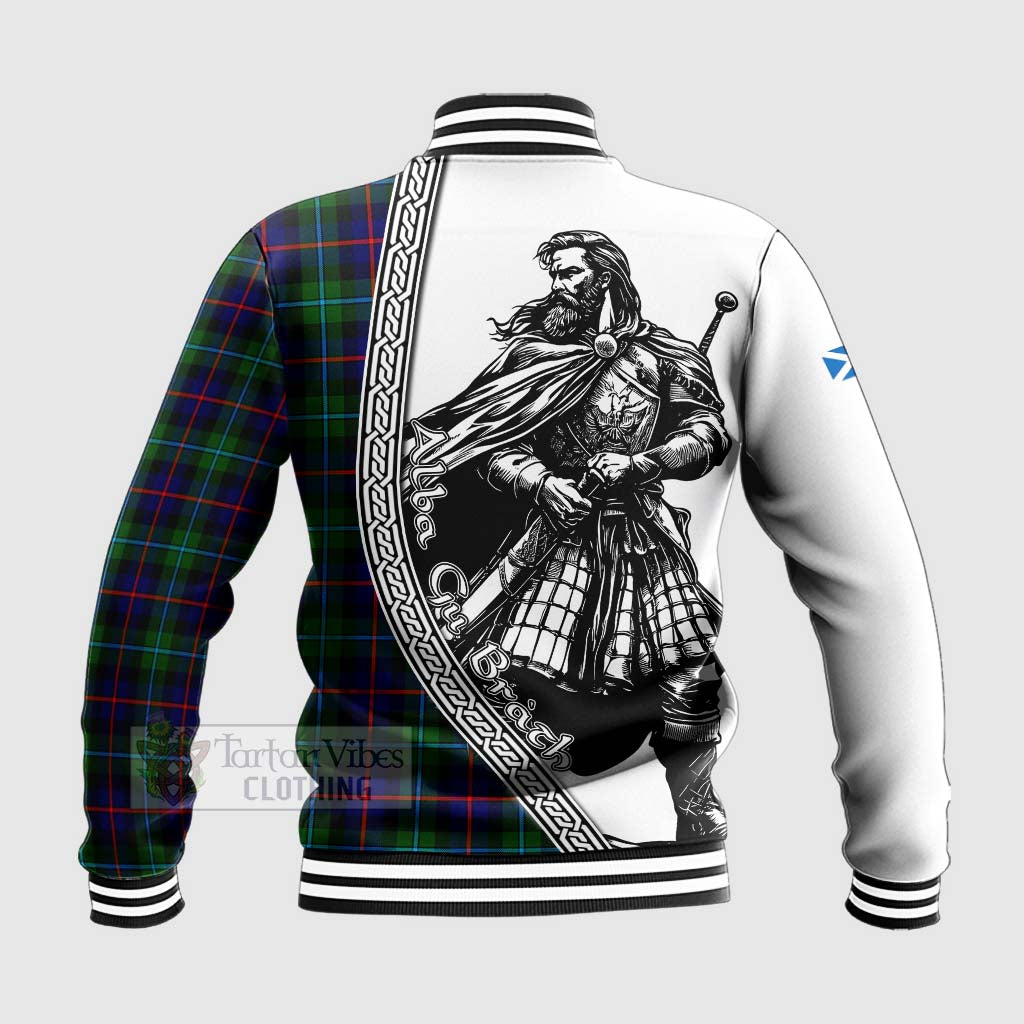 Calder Tartan Clan Crest Baseball Jacket with Highlander Warrior Celtic Style - Tartan Vibes Clothing