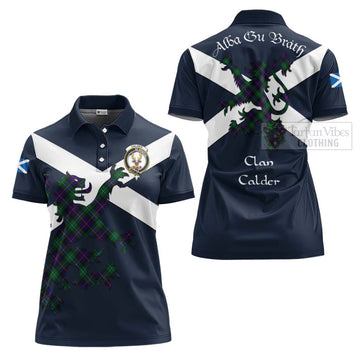 Calder Tartan Lion Rampant Women's Polo Shirt Proudly Display Your Heritage with Alba Gu Brath and Clan Name - Tartan Vibes Clothing