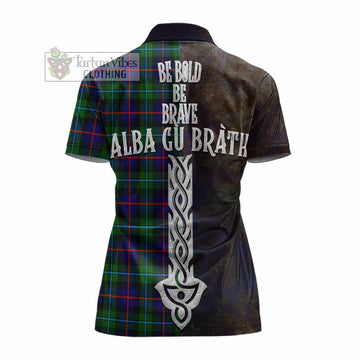 Calder Tartan Family Crest Women's Polo Shirt Alba Gu Brath Be Brave Lion Ancient Style - Tartan Vibes Clothing