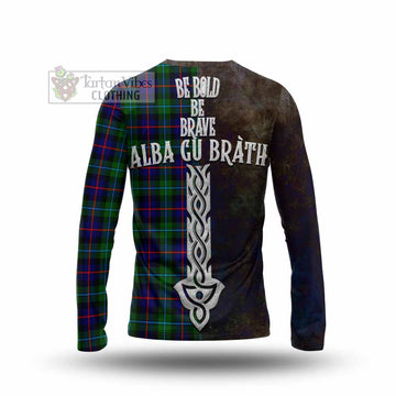 Calder Tartan Family Crest Long Sleeve T-Shirt Alba Gu Brath Be Brave Lion Ancient Style - Tartan Vibes Clothing