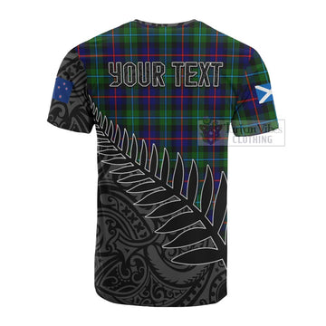 Calder Crest Tartan Cotton T-shirt with New Zealand Silver Fern Half Style - Tartan Vibes Clothing