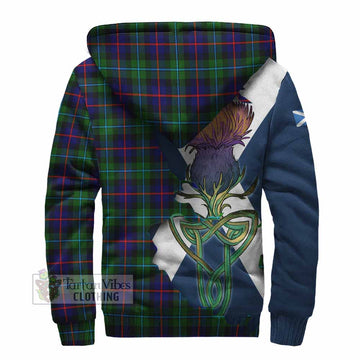 Calder Tartan Family Crest Sherpa Hoodie Scottish Thistle Celtic Inspired