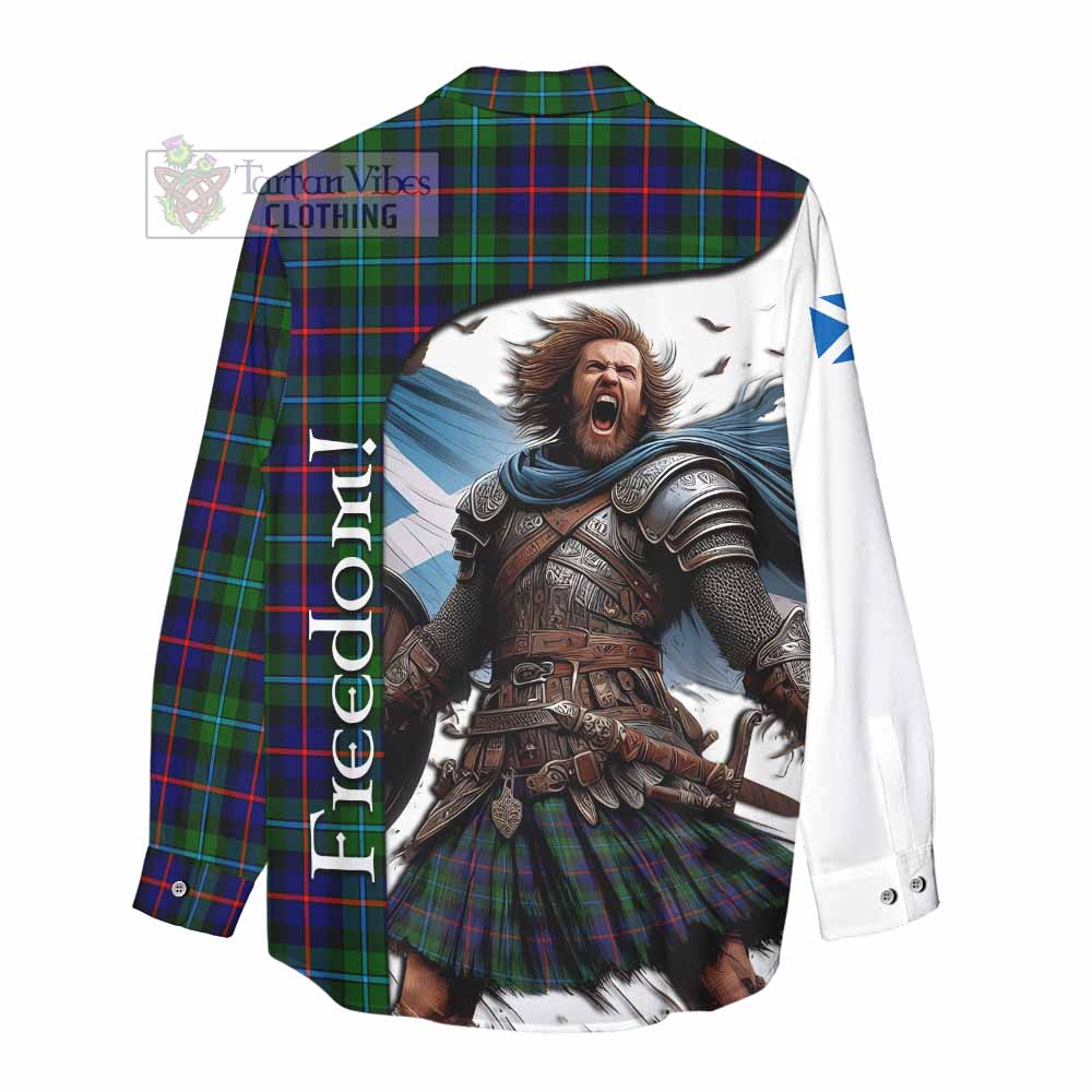Tartan Vibes Clothing Calder Crest Tartan Women's Casual Shirt Inspired by the Freedom of Scottish Warrior