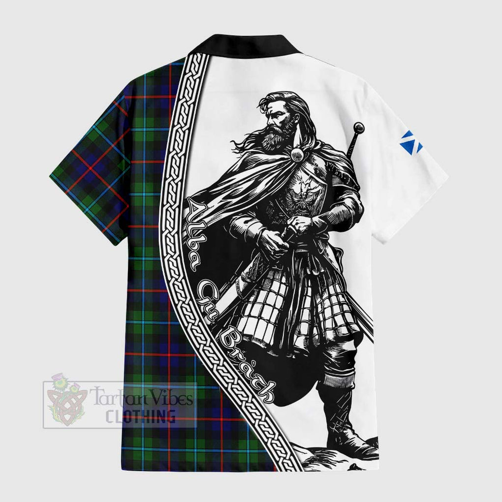 Calder Tartan Clan Crest Hawaiian Shirt with Highlander Warrior Celtic Style - Tartan Vibes Clothing