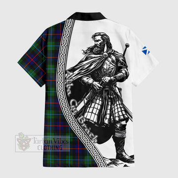 Calder Tartan Clan Crest Hawaiian Shirt with Highlander Warrior Celtic Style - Tartan Vibes Clothing