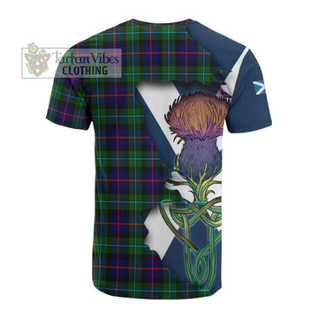 Tartan Vibes Clothing Calder Tartan Family Crest Cotton T-shirt Scottish Thistle Celtic Inspired