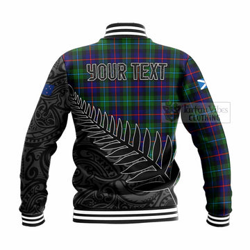 Calder Crest Tartan Baseball Jacket with New Zealand Silver Fern Half Style - Tartan Vibes Clothing