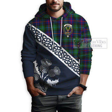 Calder Tartan Hoodie Featuring Thistle and Scotland Map - Tartan Vibes Clothing