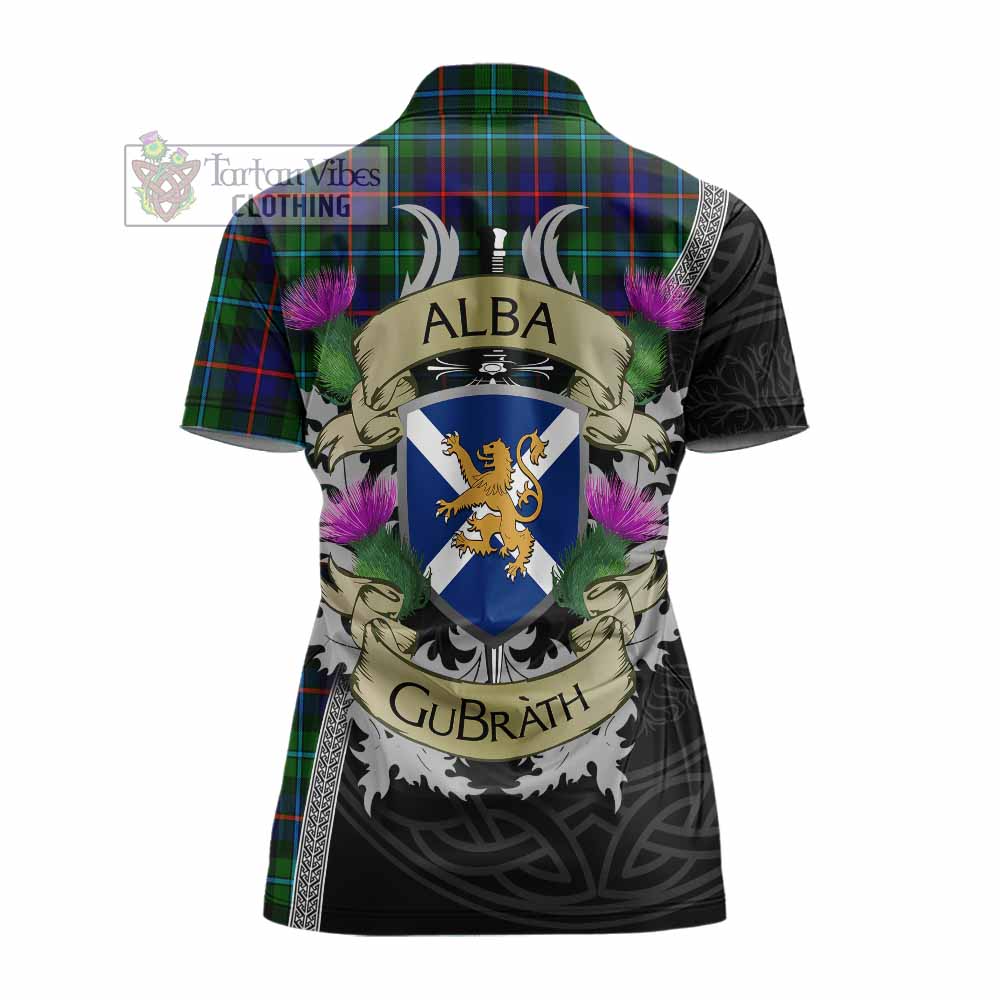 Tartan Vibes Clothing Calder Tartan Family Crest Women's Polo Shirt Lion Rampant Royal Thistle Shield Celtic Inspired