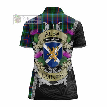 Tartan Vibes Clothing Calder Tartan Family Crest Women's Polo Shirt Lion Rampant Royal Thistle Shield Celtic Inspired