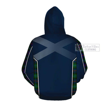 Calder Tartan Cotton Hoodie with Family Crest and Lion Rampant Vibes Sport Style Pullover Hoodie - Tartan Vibes Clothing