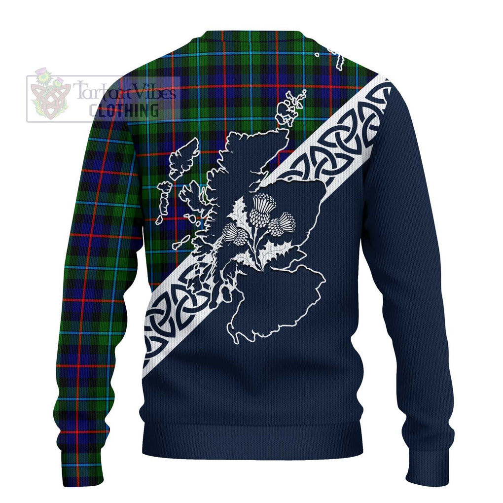 Calder Tartan Ugly Sweater Featuring Thistle and Scotland Map - Tartan Vibes Clothing