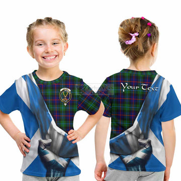 Tartan Vibes Clothing Calder Tartan Kid T-Shirt with Family Crest Scotland Patriotic Style