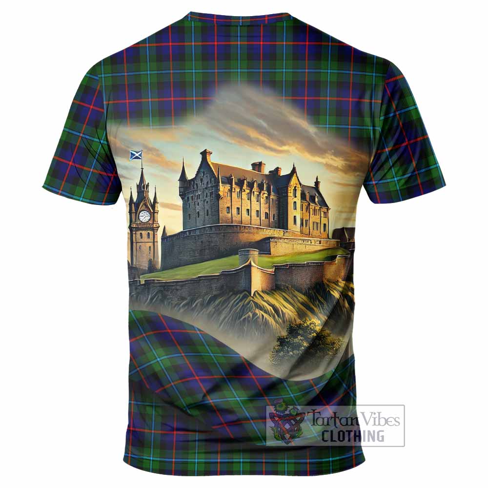 Calder Tartan Family Crest T-Shirt with Scottish Ancient Castle Style - Tartan Vibes Clothing