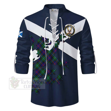 Calder Tartan Lion Rampant Ghillie Kilt Shirt Proudly Display Your Heritage with Alba Gu Brath and Clan Name - Tartan Vibes Clothing