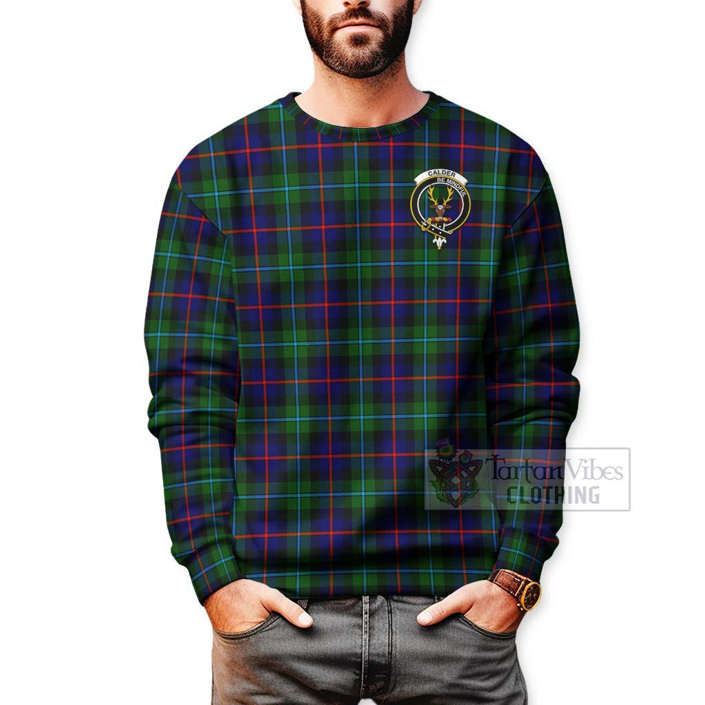 Calder Tartan Sweatshirt with Family Crest Celtic Skull Style - Tartan Vibes Clothing
