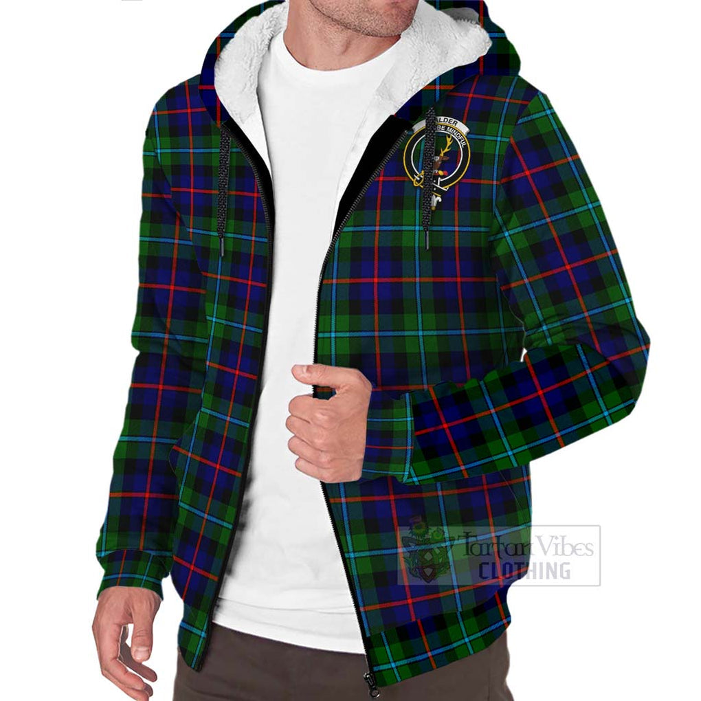 Calder Tartan Sherpa Hoodie with Family Crest Celtic Skull Style Unisex - Tartan Vibes Clothing