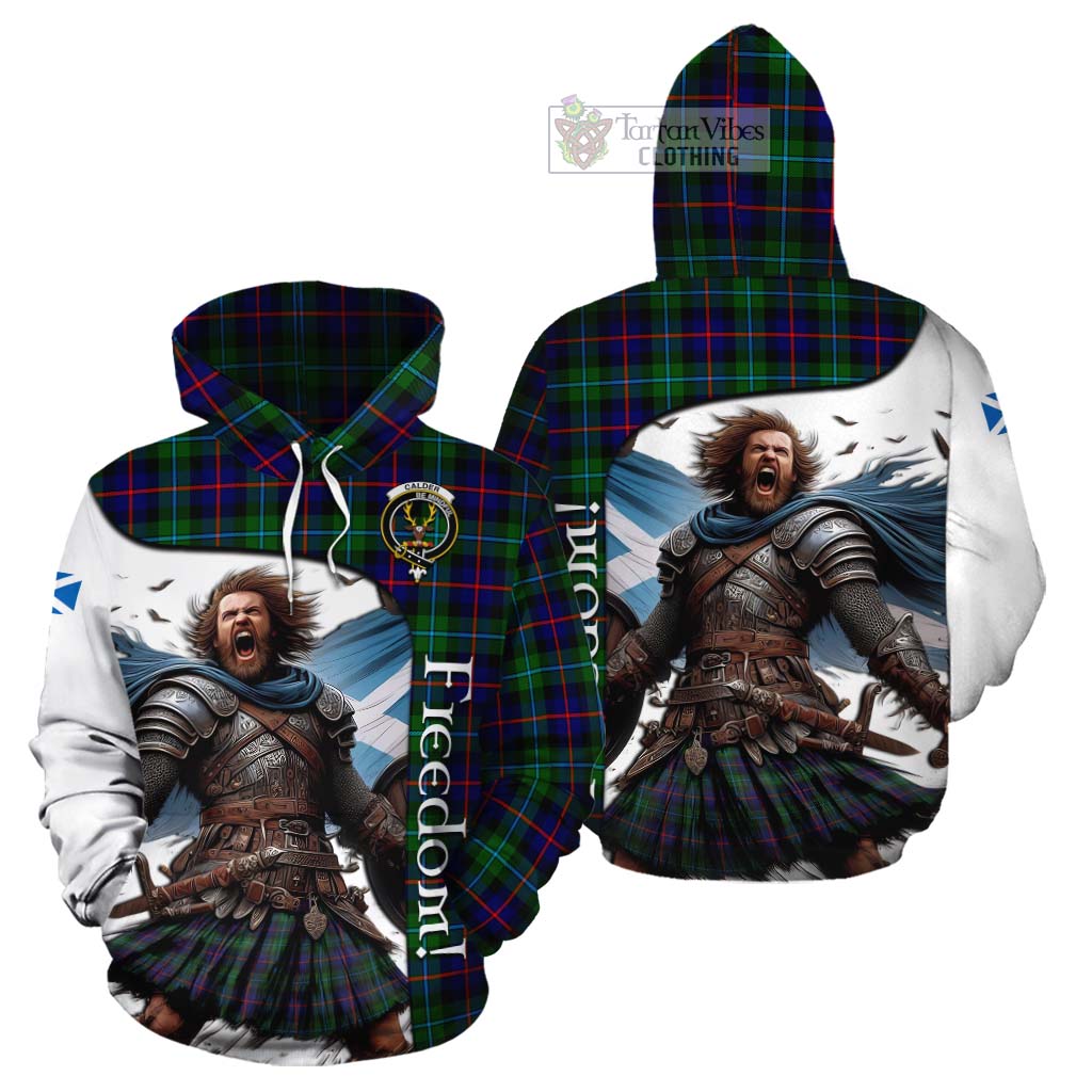 Tartan Vibes Clothing Calder Crest Tartan Cotton Hoodie Inspired by the Freedom of Scottish Warrior